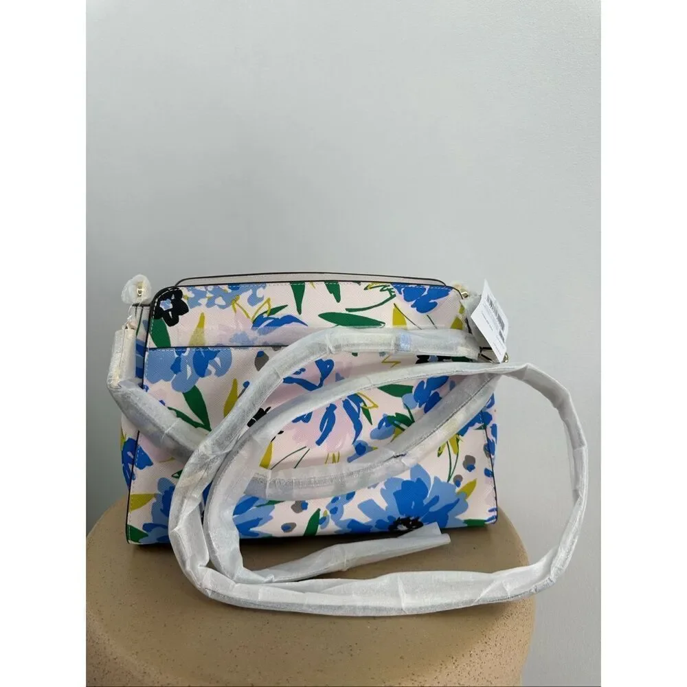 Kate Spade Madison Floral Blue Yellow Green Medium Top Handle Satchel